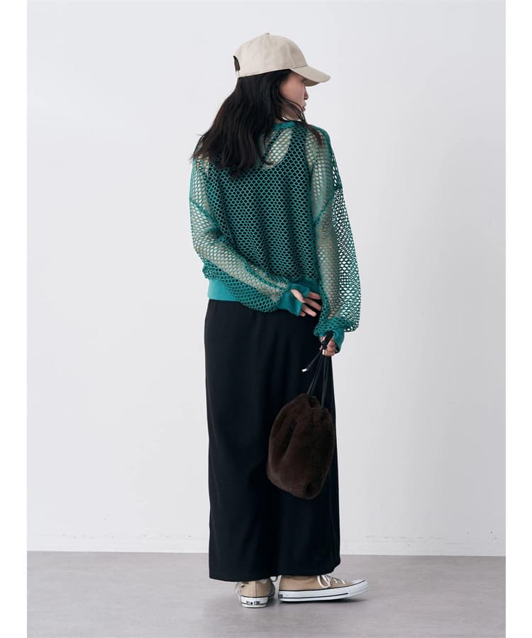 イエベ秋服　透かし編みメッシュプルオーバー