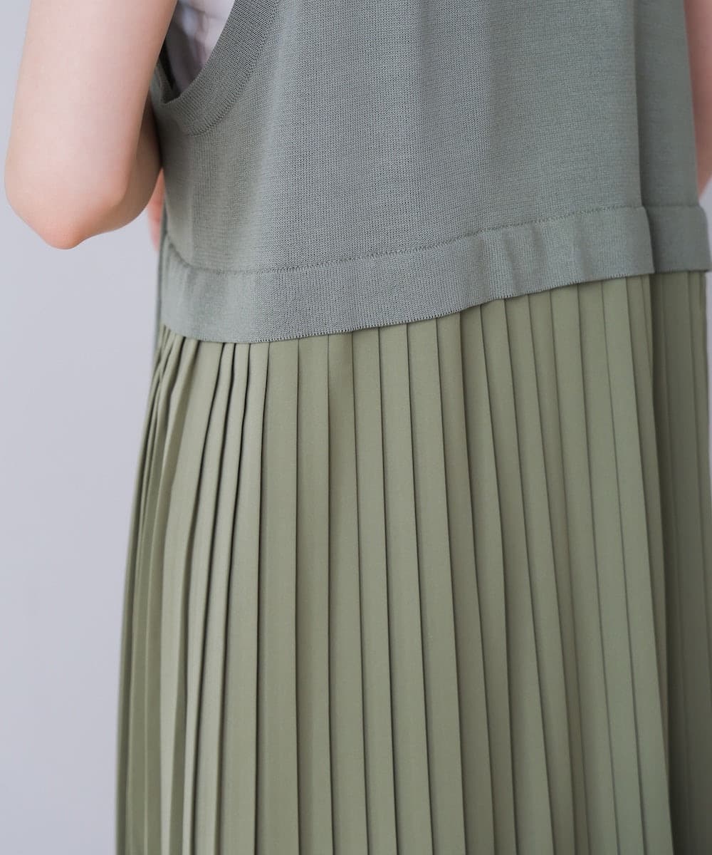 イエベ春/イエベ秋服　プリーツ切替ロングベスト