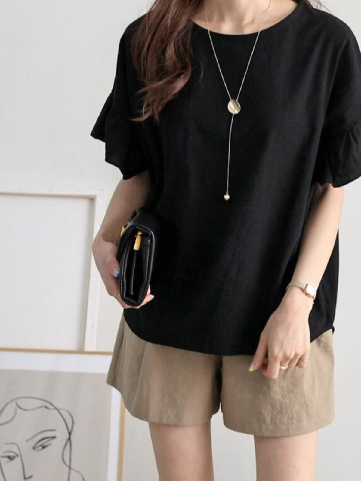 イエベ春/イエベ秋服　フリル袖フォーマルデザインゆったりトップス