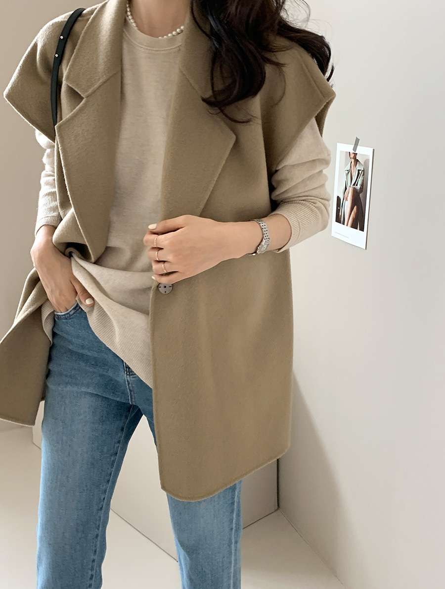 イエベ春/イエベ秋服　ベルト付きベストジャケット