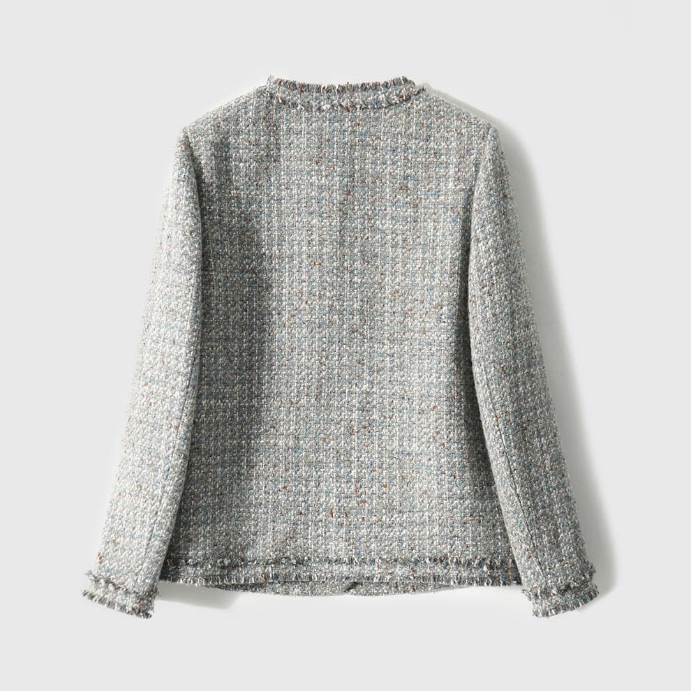 上品ツイード調ノーカラージャケット