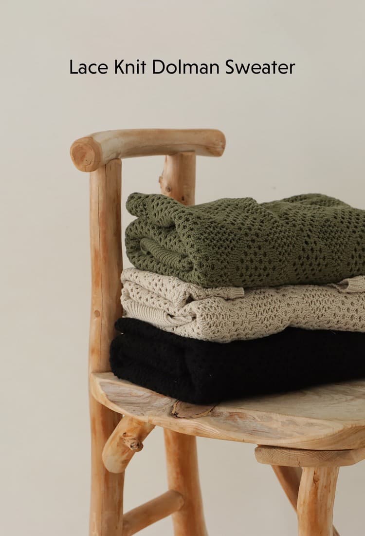 イエベ春/イエベ秋服　透かし編みゆったりニット