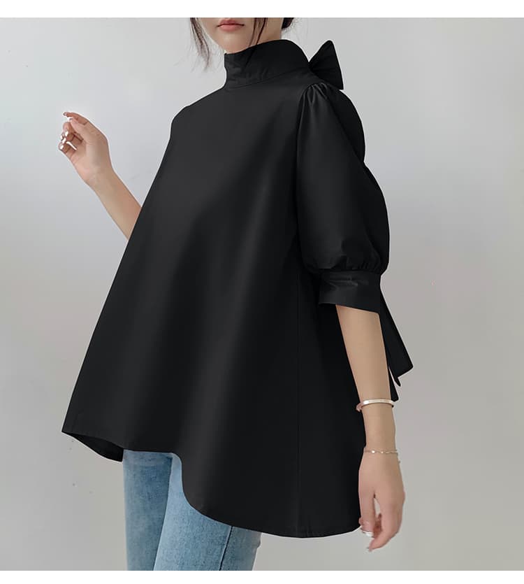 イエベ春/イエベ秋服　優美リボン ハイネックブラウス