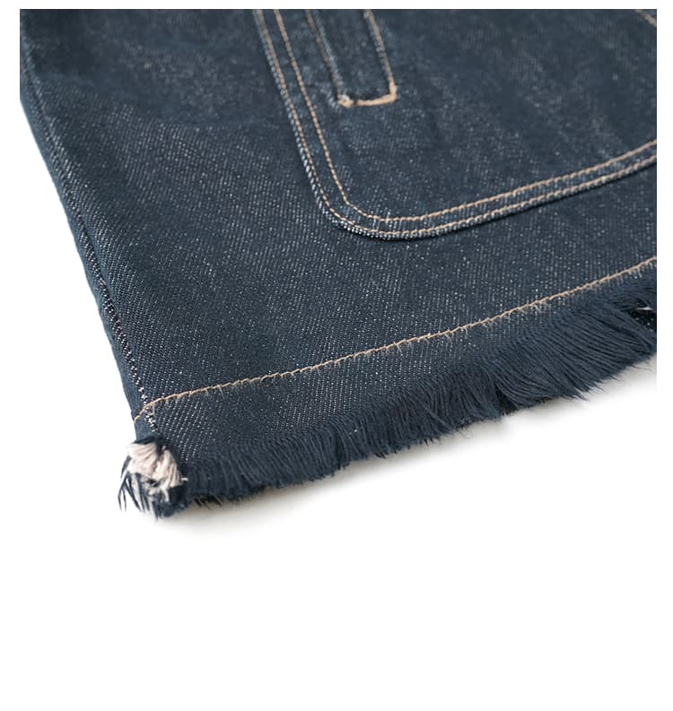 イエベ秋服　断ち切りフリンジ デニムベスト