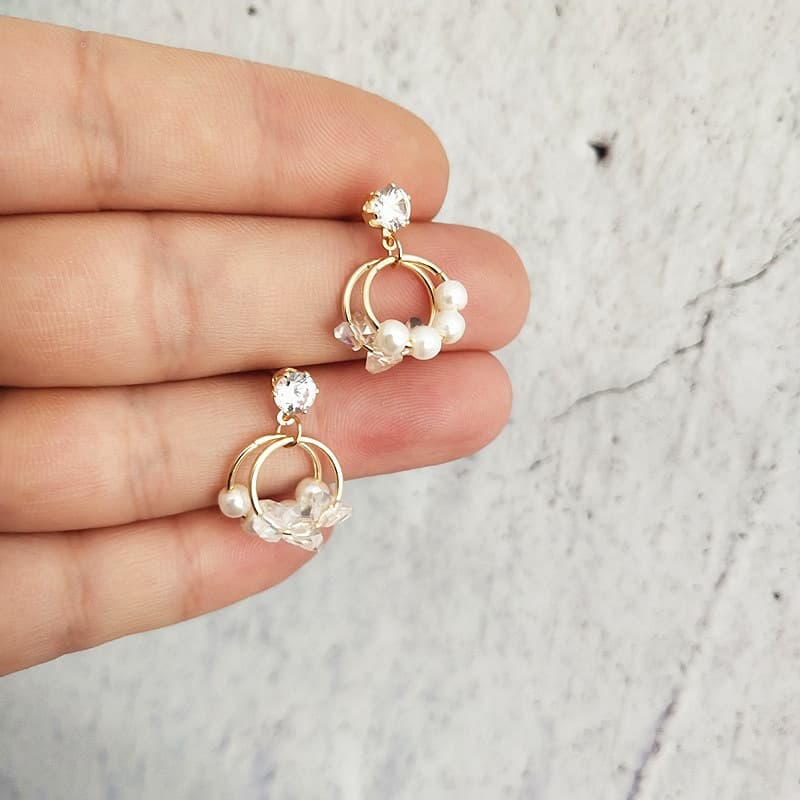 イエベ春服　上品パールリング ピアス アクセサリー 華やか輝き