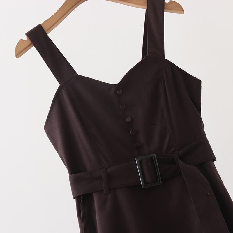 イエベ春/イエベ秋服　アシンメトリー重ね切替ワンピース