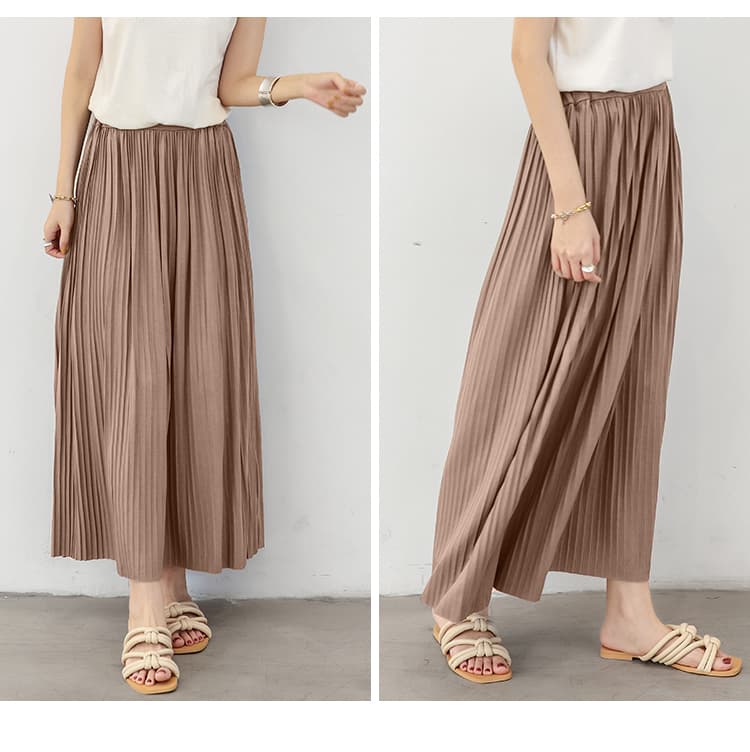 イエベ春/イエベ秋服　優雅な揺れ感 ロングプリーツスカート