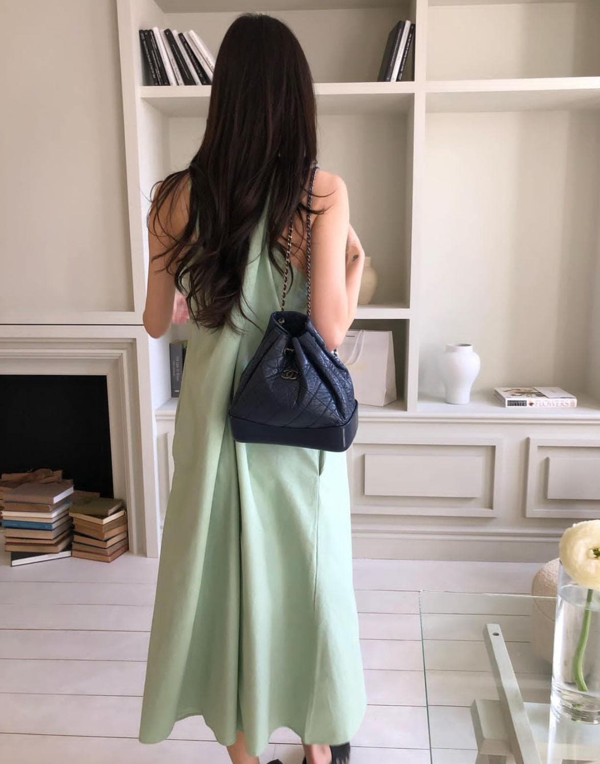 イエベ服　韓国風ノースリーブワンピース 上品ロング丈