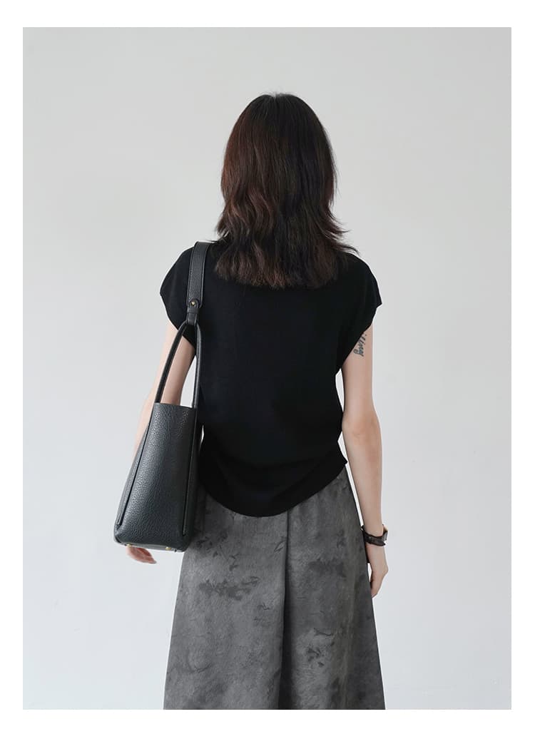 イエベ春/イエベ秋服　ほっそり見せ長身キャップスリーブ