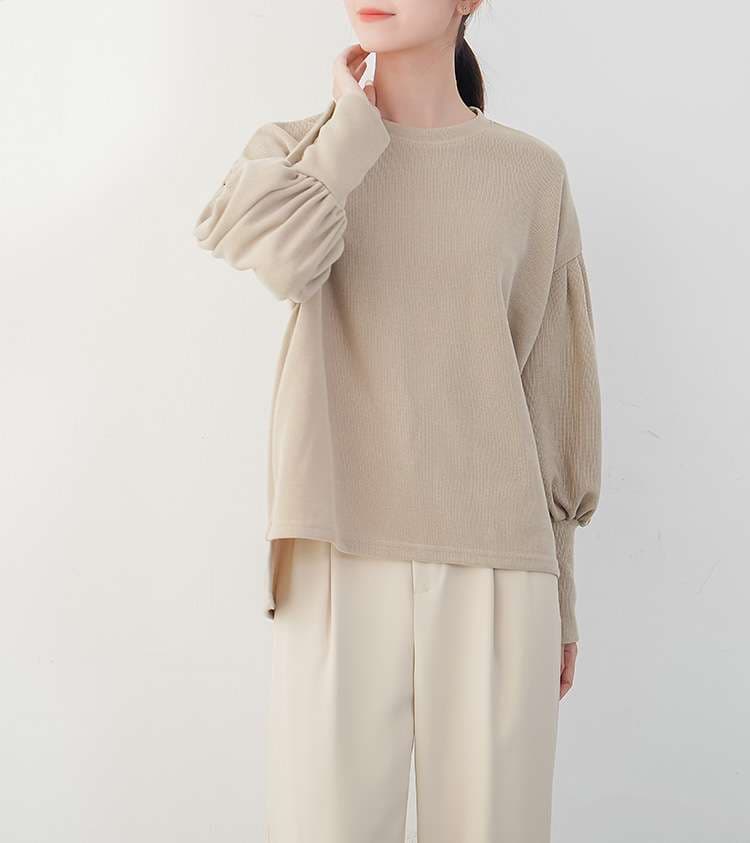 イエベ春/イエベ秋服　ボリューム袖ボタン付きプルオーバー