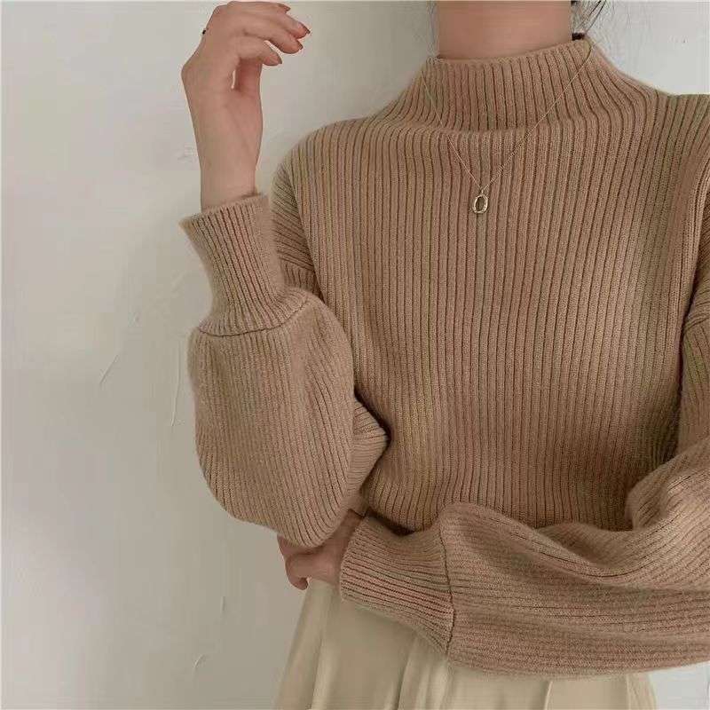 イエベ春/イエベ秋服　リブ編みタートルネックセーター