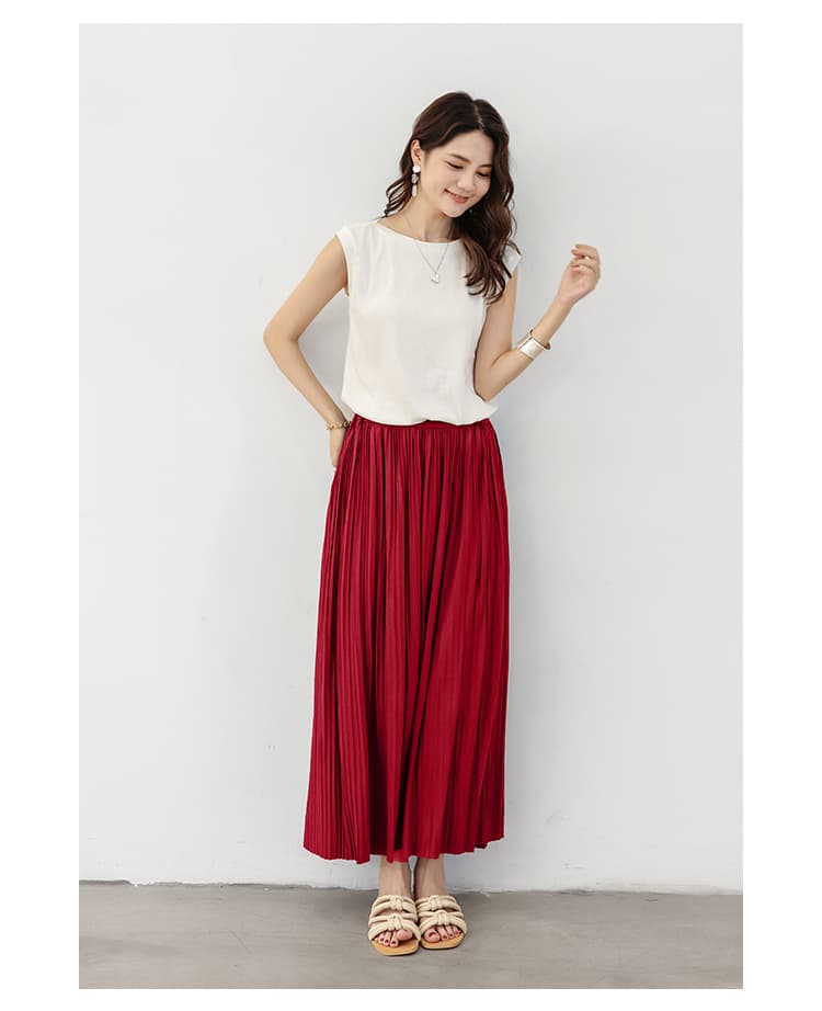 イエベ春/イエベ秋服　優雅な揺れ感 ロングプリーツスカート