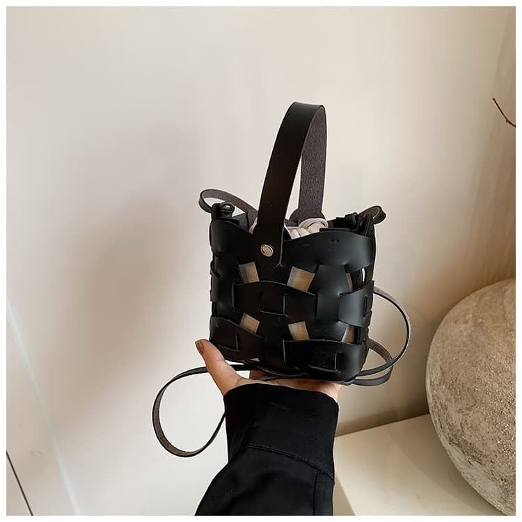 イエベ春/イエベ秋服　メッシュ編みレザー手提げバッグ