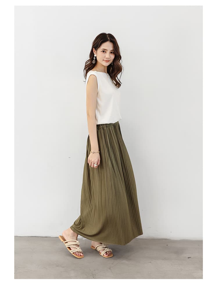 イエベ春/イエベ秋服　優雅な揺れ感 ロングプリーツスカート