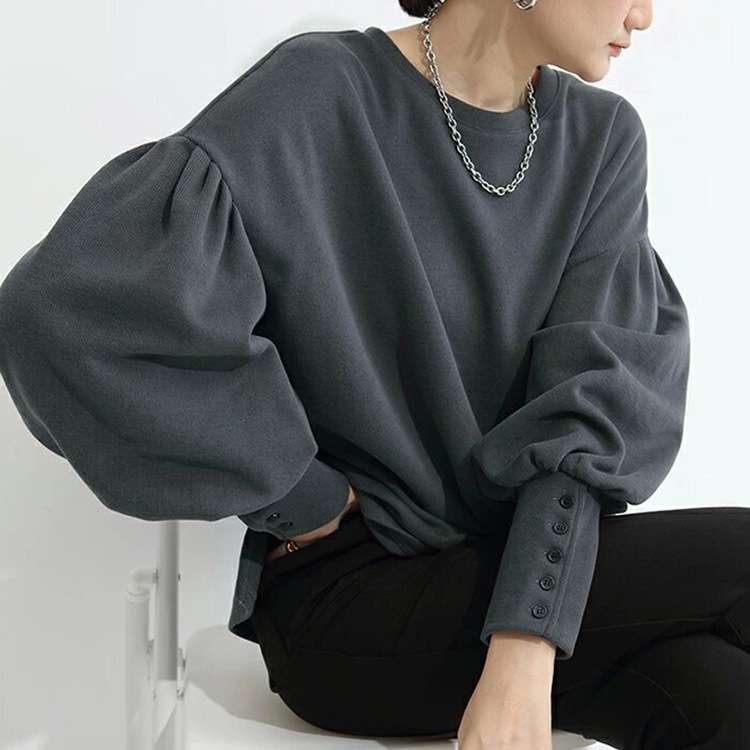イエベ春/イエベ秋服　ボリューム袖ボタン付きプルオーバー