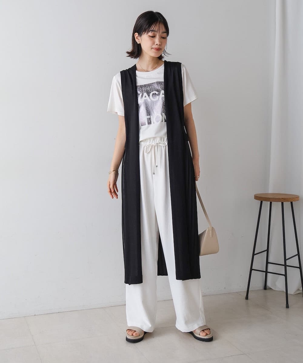 イエベ春/イエベ秋服　プリーツ切替ロングベスト