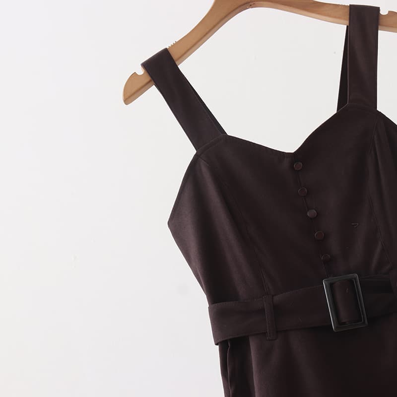 イエベ春/イエベ秋服　アシンメトリー重ね切替ワンピース