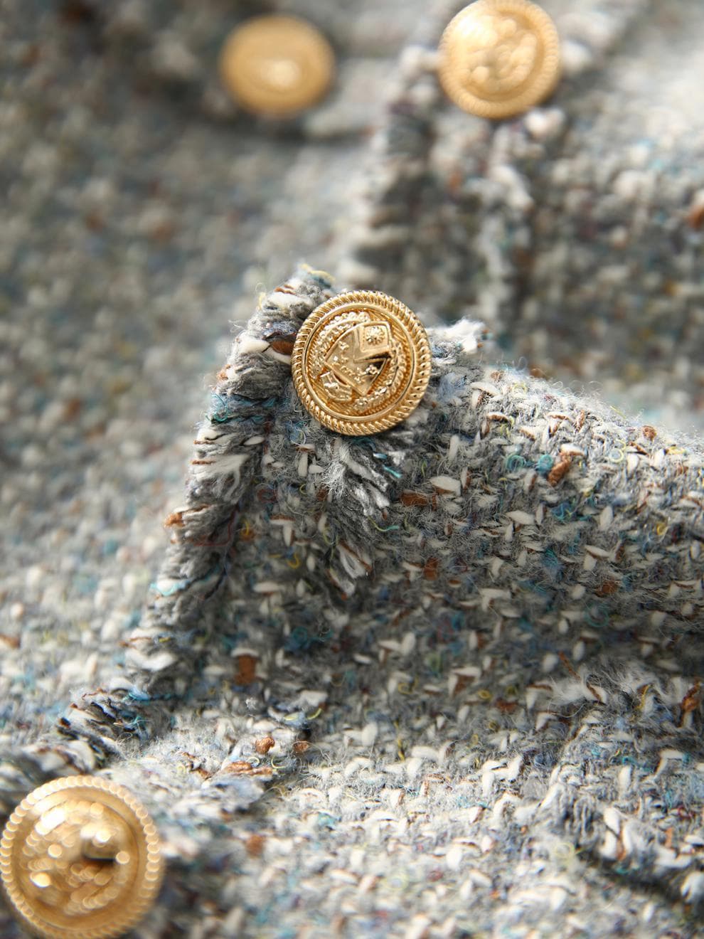 上品ツイード調ノーカラージャケット