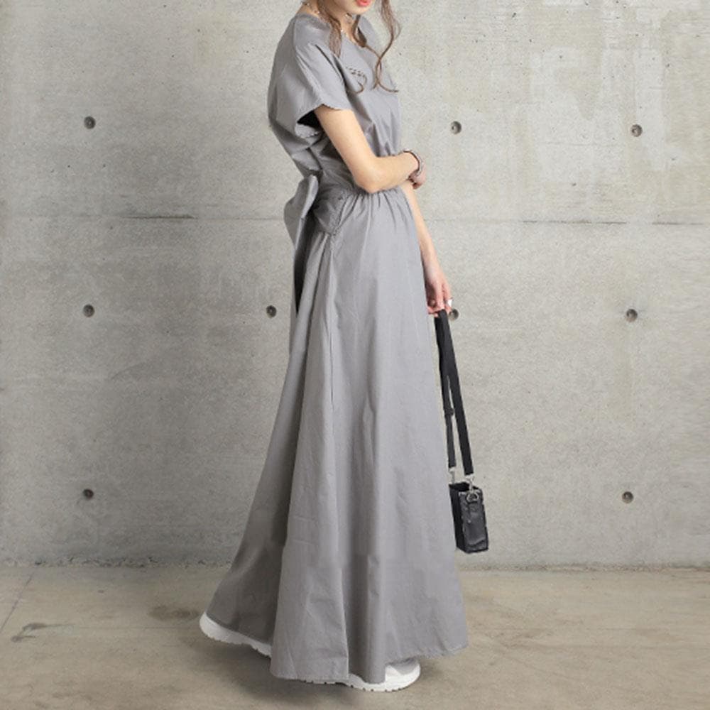 イエベ春/イエベ秋服　優美なリボン結びマキシワンピース