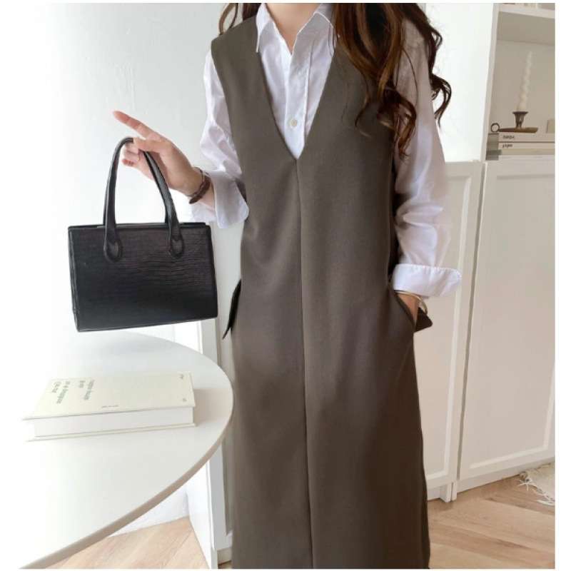 イエベ秋服　シンプル一枚仕立てベストワンピース