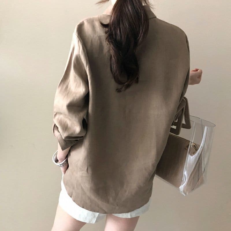 イエベ春/イエベ秋服　上質リネン風合いシャツ