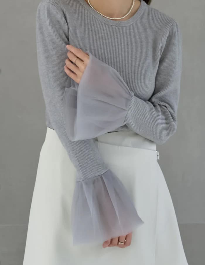 イエベ春/イエベ秋服　シフォンフレア袖ブラウス