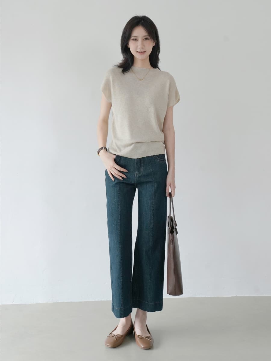 イエベ春/イエベ秋服　ほっそり見せ長身キャップスリーブ