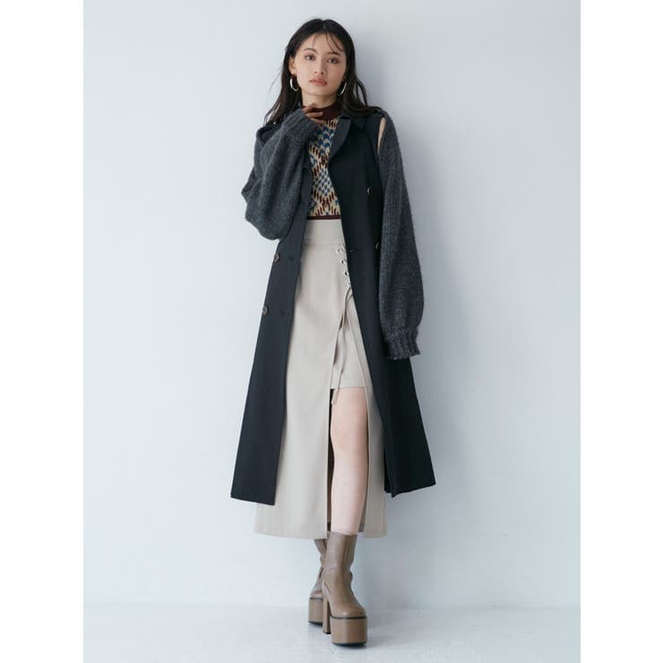 イエベ春/イエベ秋服　編み上げスリットスカート