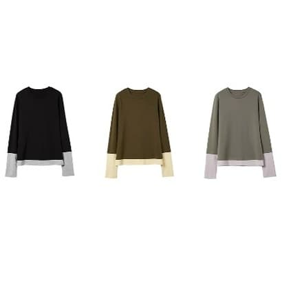 イエベ春/イエベ秋服　重ね着風ロングスリーブプルオーバ