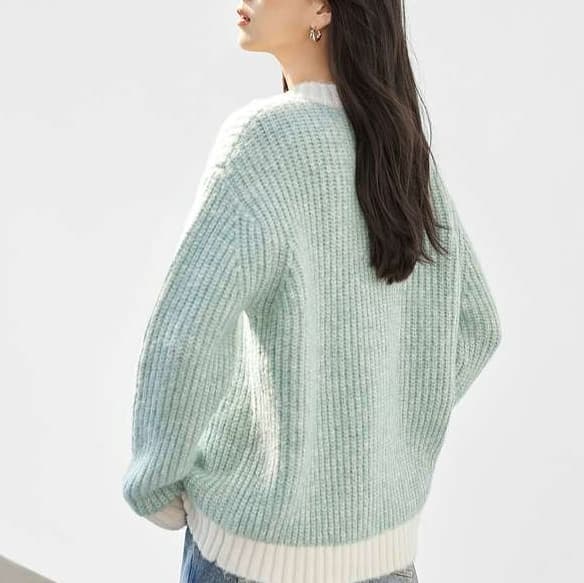 イエベ春/イエベ秋服　リブニット切り替えニット