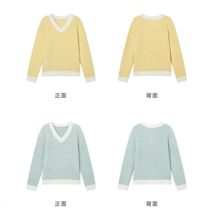イエベ春/イエベ秋服　リブニット切り替えニット