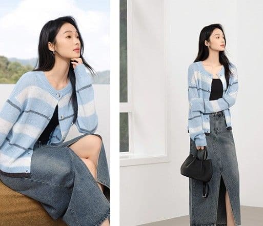 イエベ春服　優美シルエットカーディガン