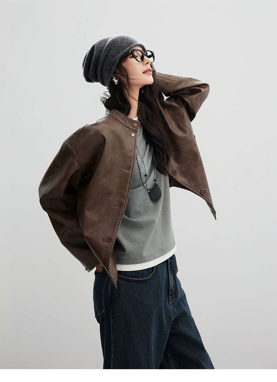 イエベ春/イエベ秋服　重ね着風ラウンドネック長袖トップス