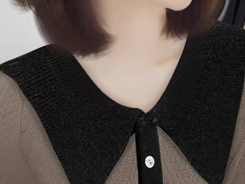 イエベ春/イエベ秋服 フロントボタンバイカラーワンピース