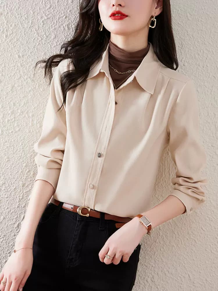 イエベ春/イエベ秋服 ディープカラー金ボタンシャツ