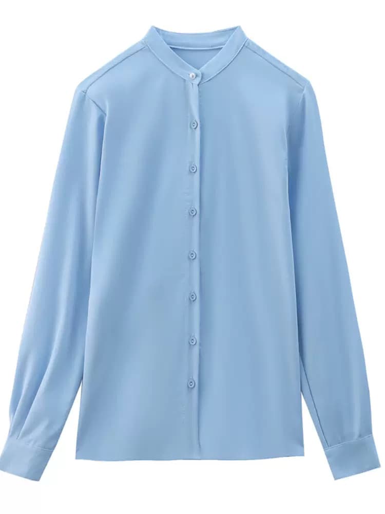 イエベ春/イエベ秋服 スタンドカラーシンプルブラウス