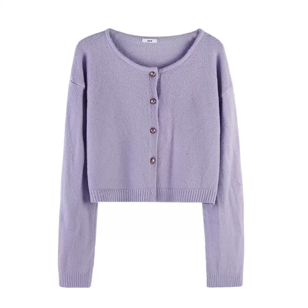 イエベ春/イエベ秋服 ボタン付きショートニット
