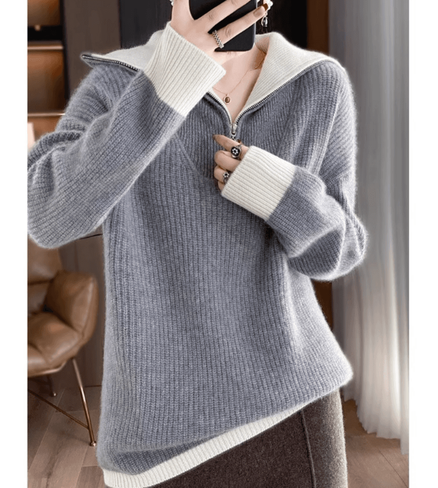 イエベ秋服 ジッパー付きハイネックニット