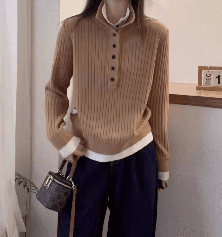 イエベ春/イエベ秋服 ジッパー付きハイネックニット