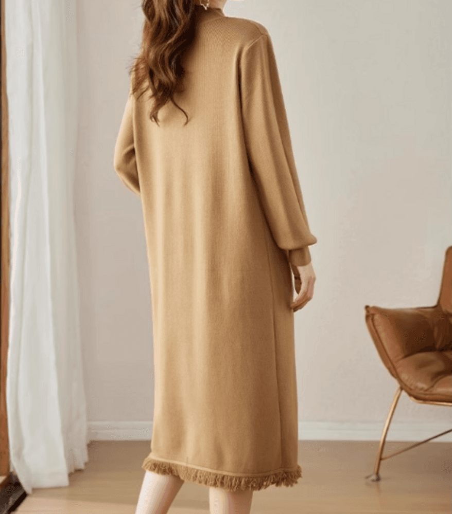 イエベ春/イエベ秋服 ハーフネックAラインワンピース