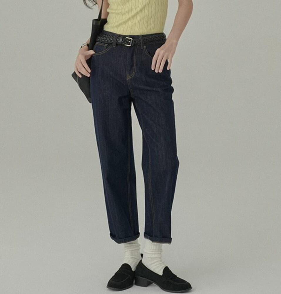 イエベ春/イエベ秋服 ハイウエスト シンプルデニム