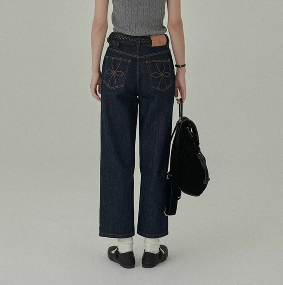 イエベ春/イエベ秋服 ハイウエスト シンプルデニム