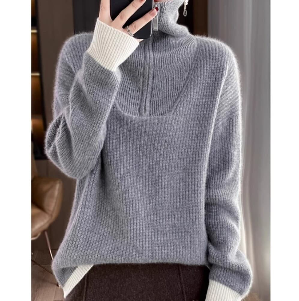 イエベ秋服 ジッパー付きハイネックニット