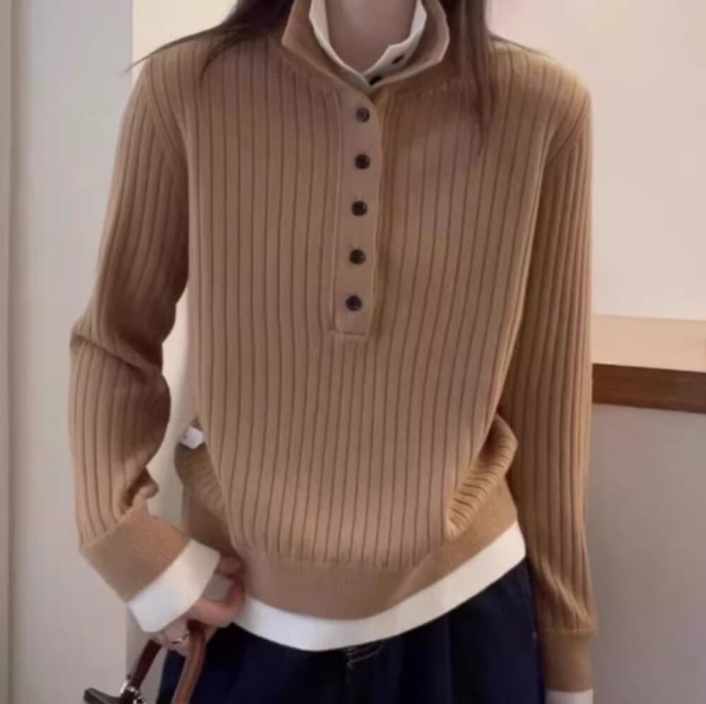 イエベ春/イエベ秋服 ジッパー付きハイネックニット