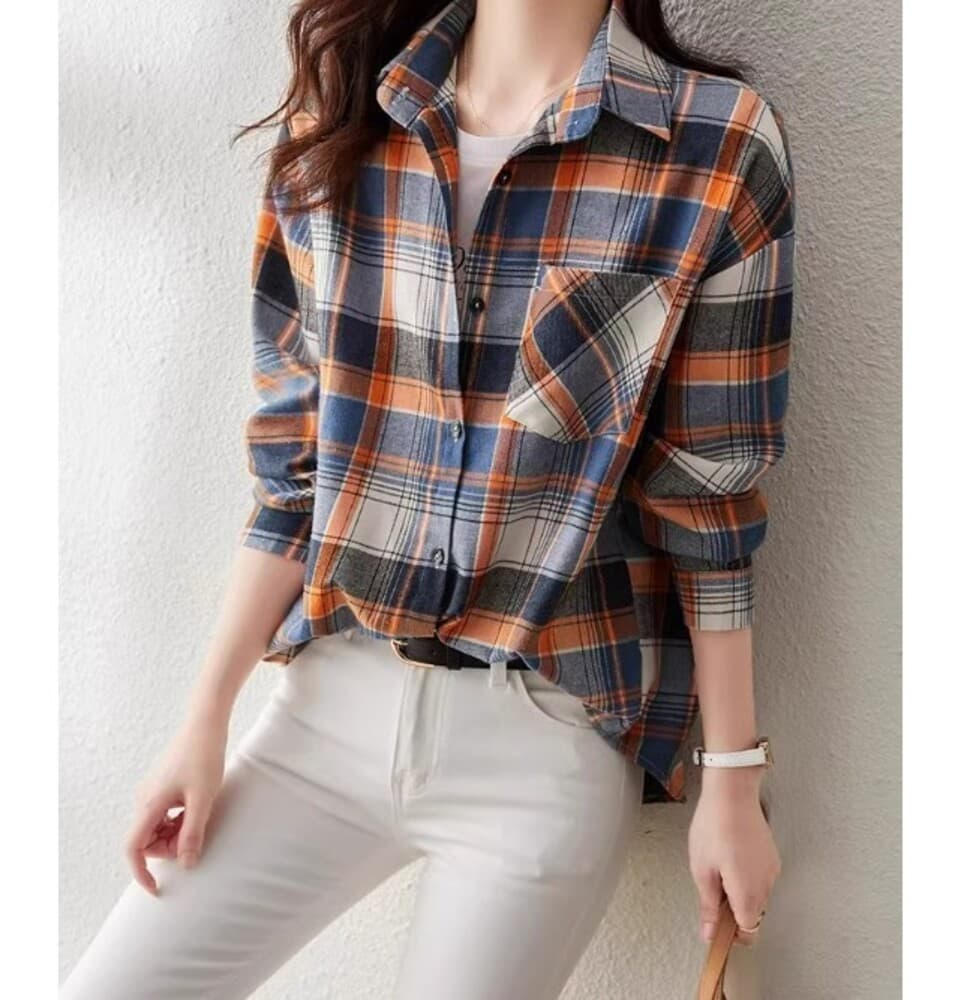 イエベ春/イエベ秋服 オーバーサイズ チェック柄シャツ