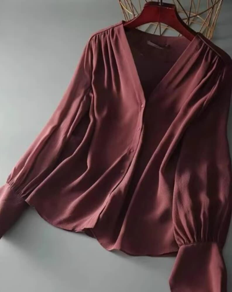 イエベ秋服 シフォンブラウス 通勤きれいめ上品シャツ