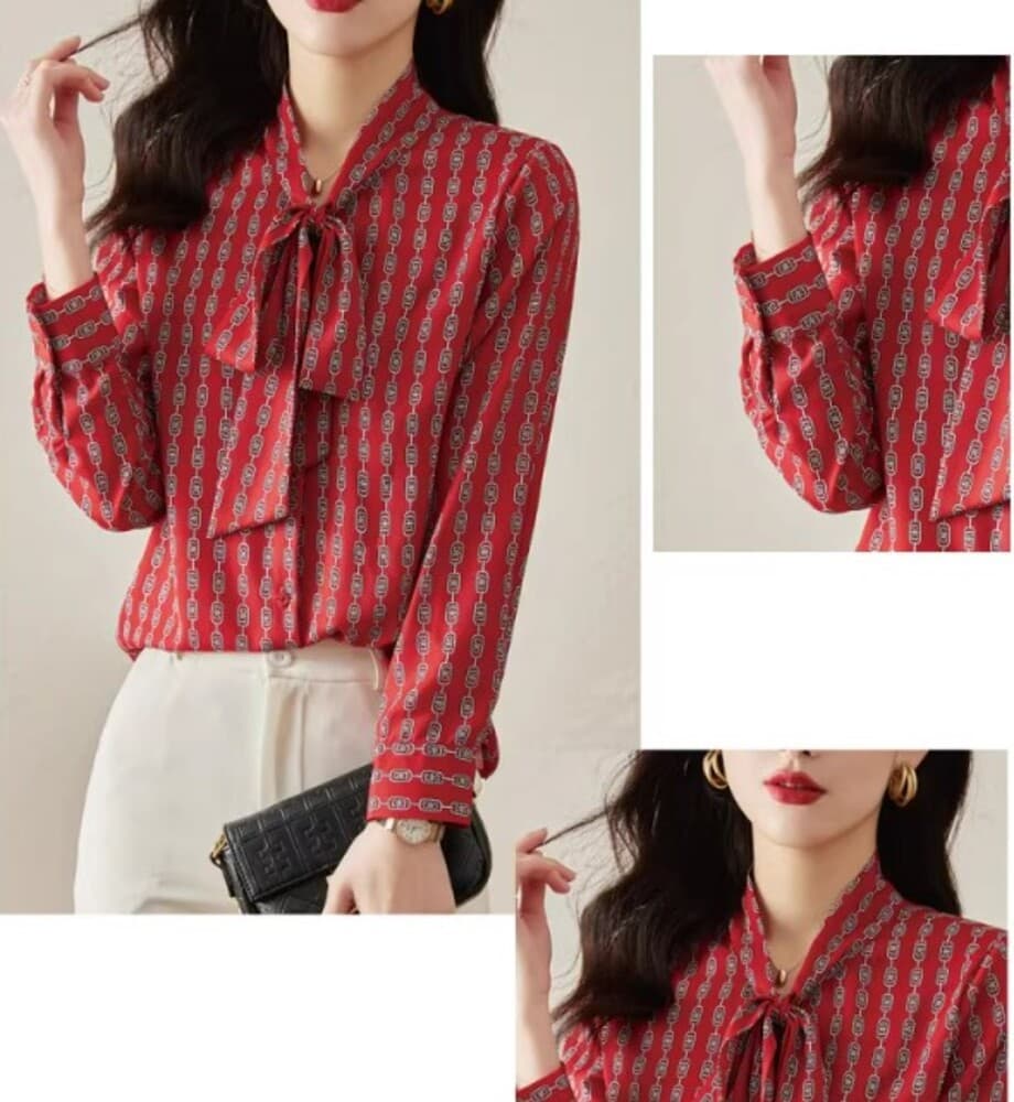 イエベ秋服 チェーン柄ゆったりブラウス