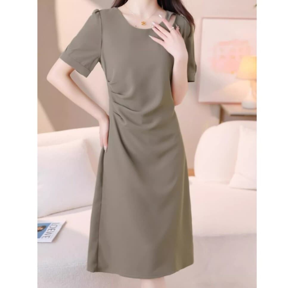イエベ春/イエベ秋服 アシメショルダー ワンピース