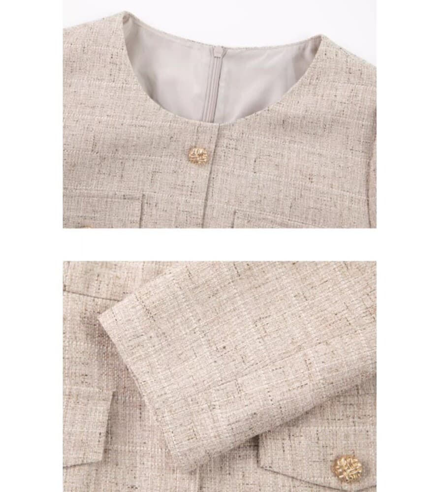 イエベ春/イエベ秋服 金ボタン スタイルアップワンピース