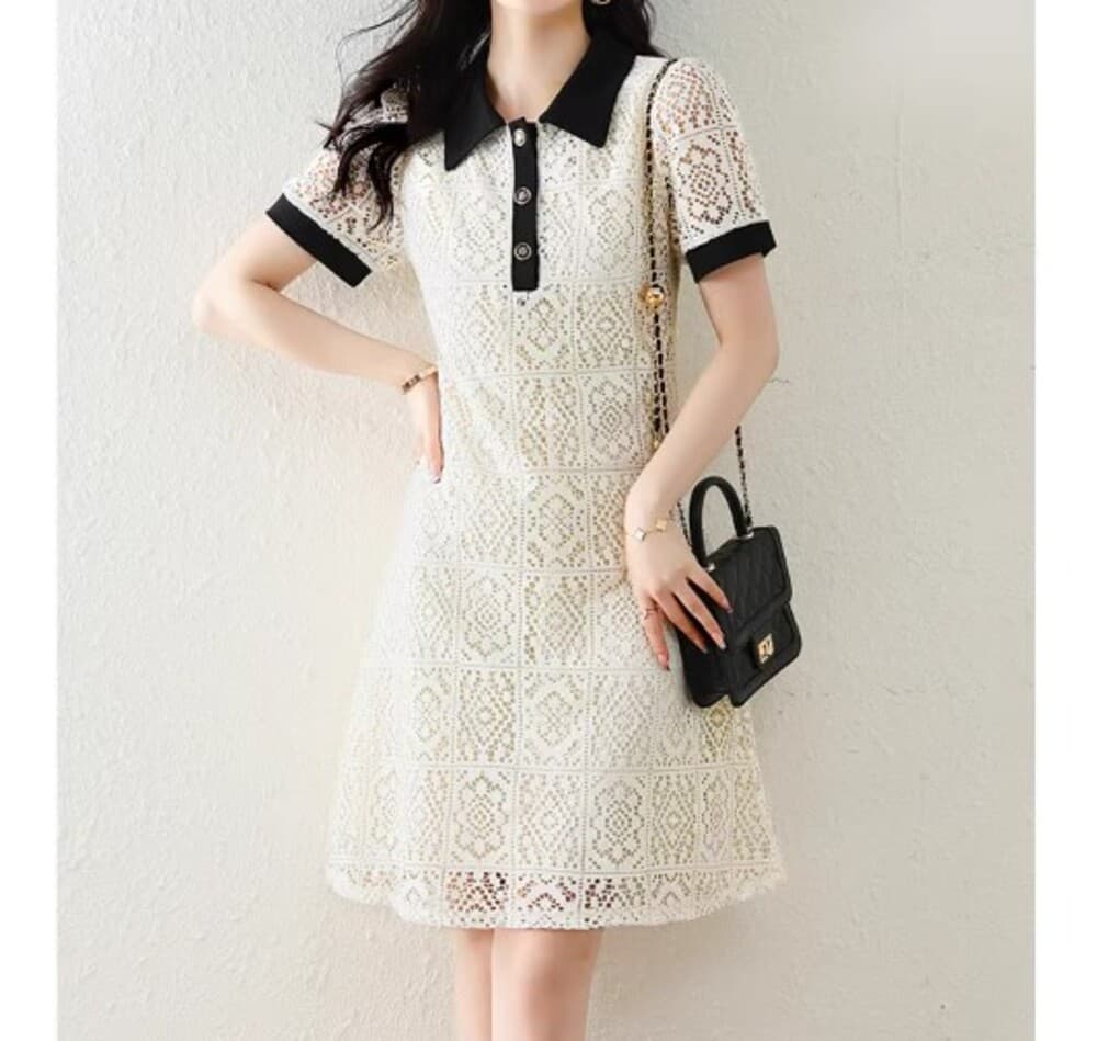 イエベ春服 レース ミディワンピース